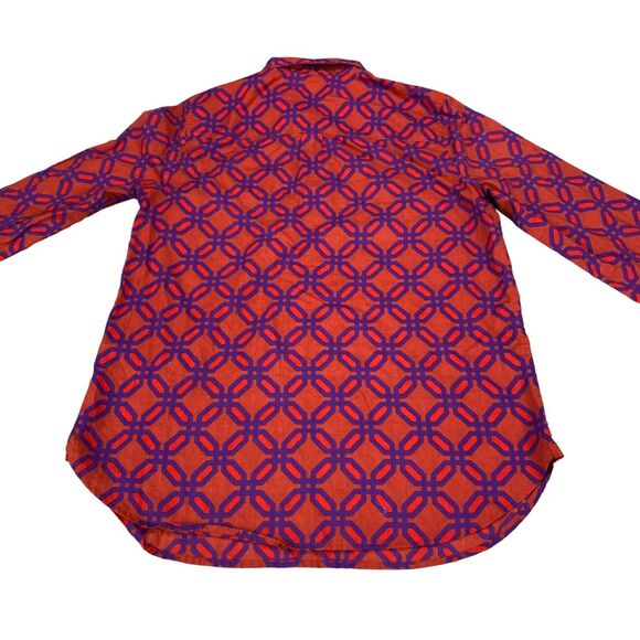 J.CREW Shirt Women's Size 4 Geometric Cotton Collared Button Down - Picture 10 of 13
